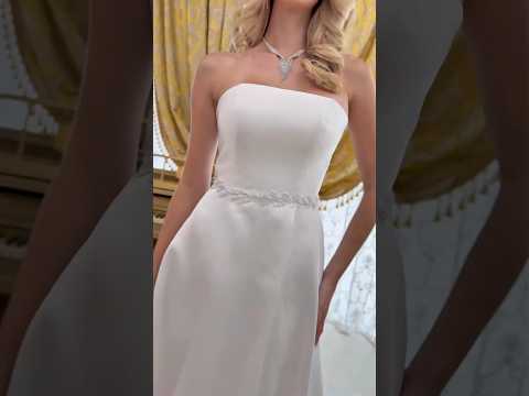 A-Line Wedding Gown with Strapless Straight Neckline & Wrap-Over Pleated Skirt