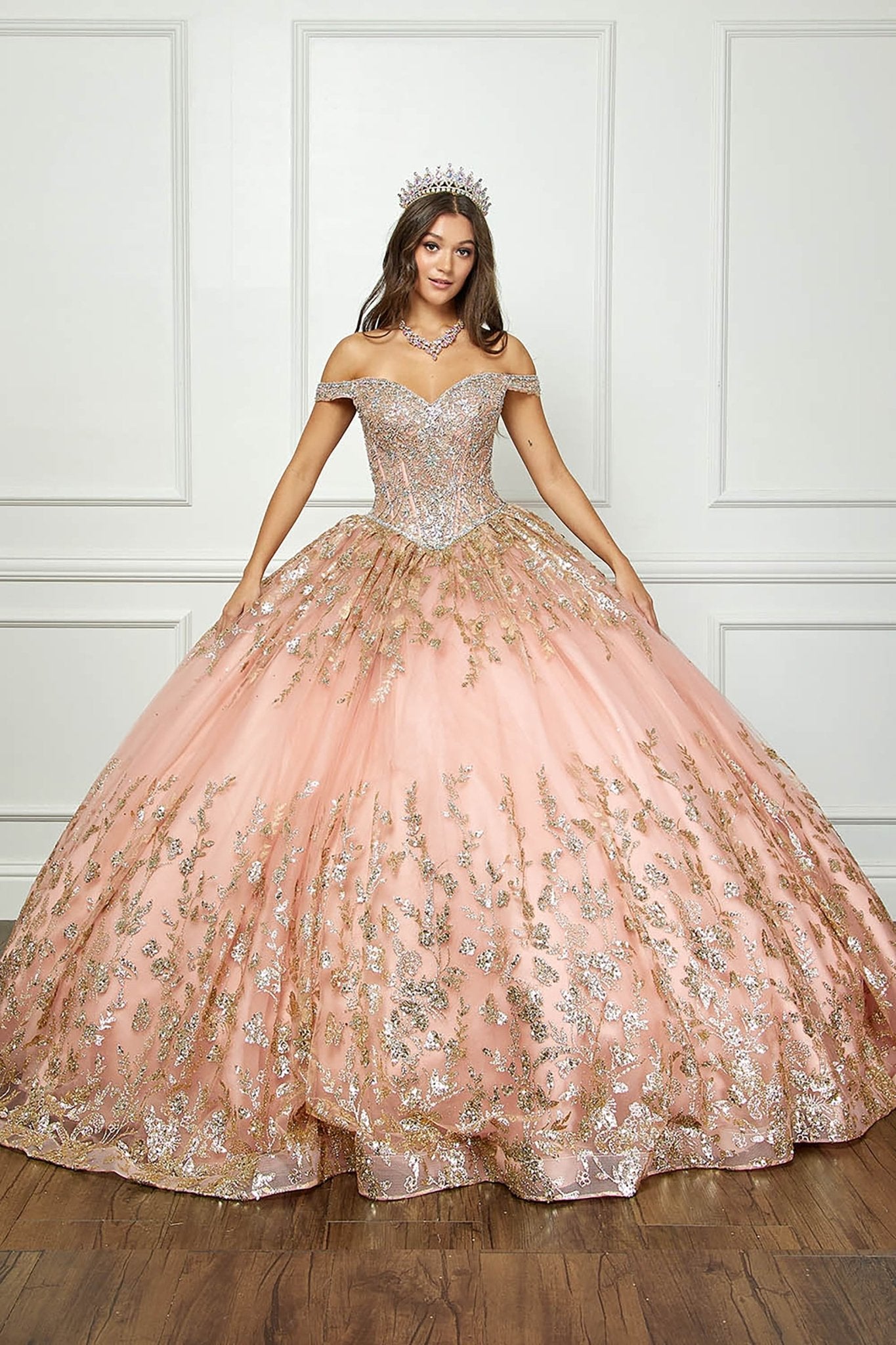 Elegant Rose Gold Ball Gown with Detachable Long Sleeves and Train 2XL / Rose Gold Elegant Rose Gold Ball Gown with Detachable Long Sleeves and Train 2XL / Rose Gold