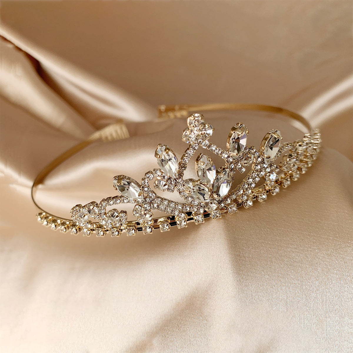 BNWT gold tiara FAST SHIPPING! Classy Gold Tiara W/tiny Pearls, Crystal  main image 4