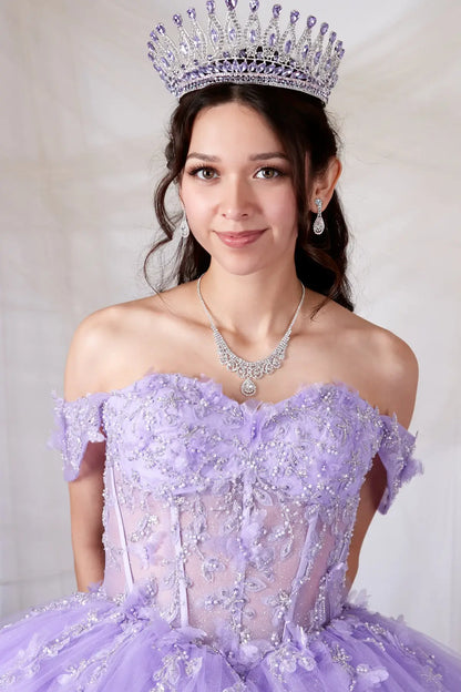 Front Close-Up of a woman wearing of lilac bodice highlighting butterfly appliqué sheer structure and delicate finish
