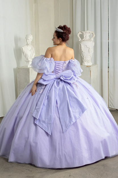 ilac quincenera dress with lace up back and extra large big back bow