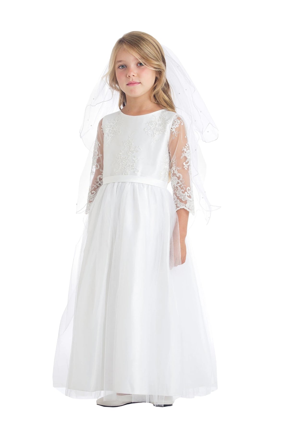 A white communion dress.