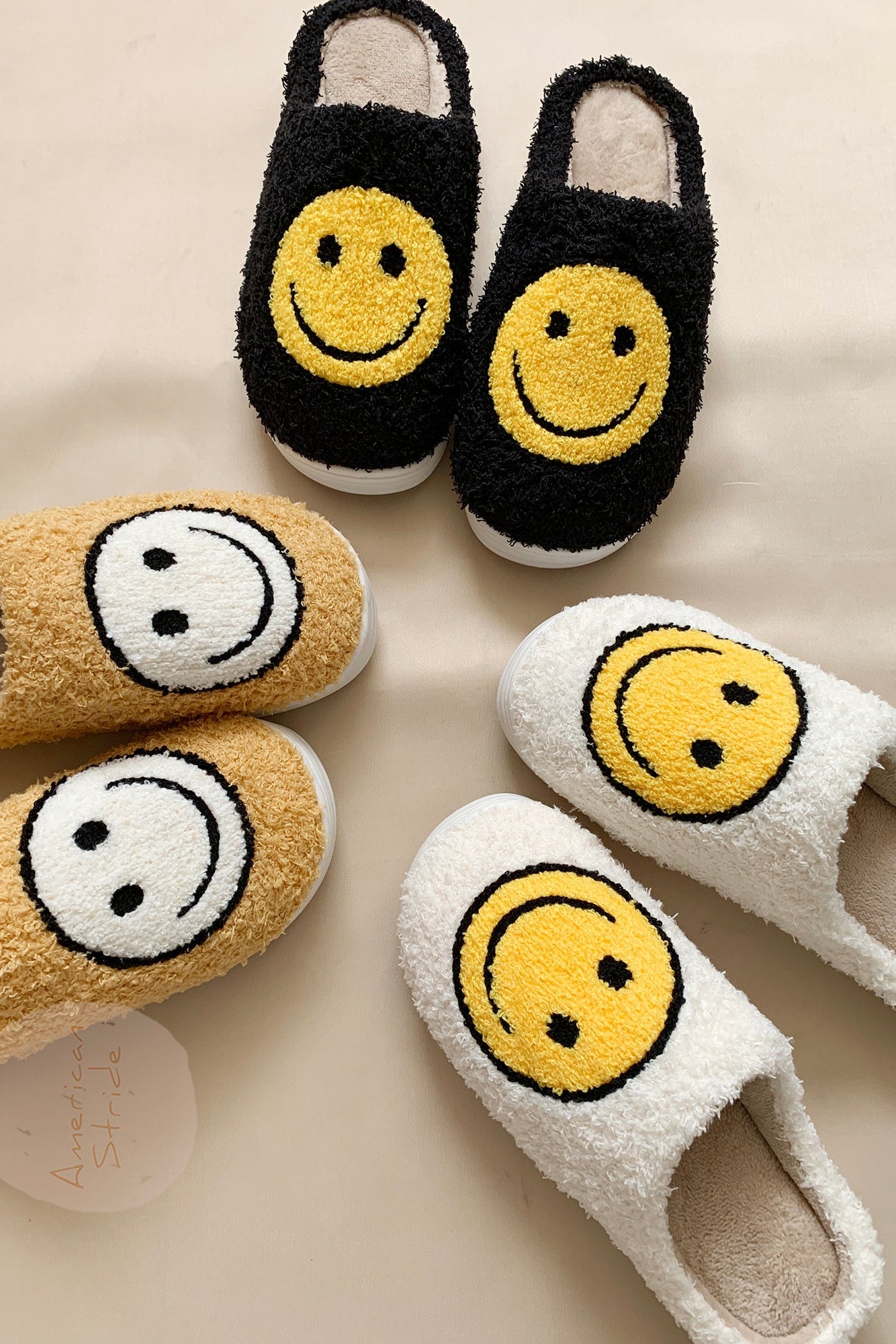Black ivory camel fluffy women's winter slippers, color assortment.