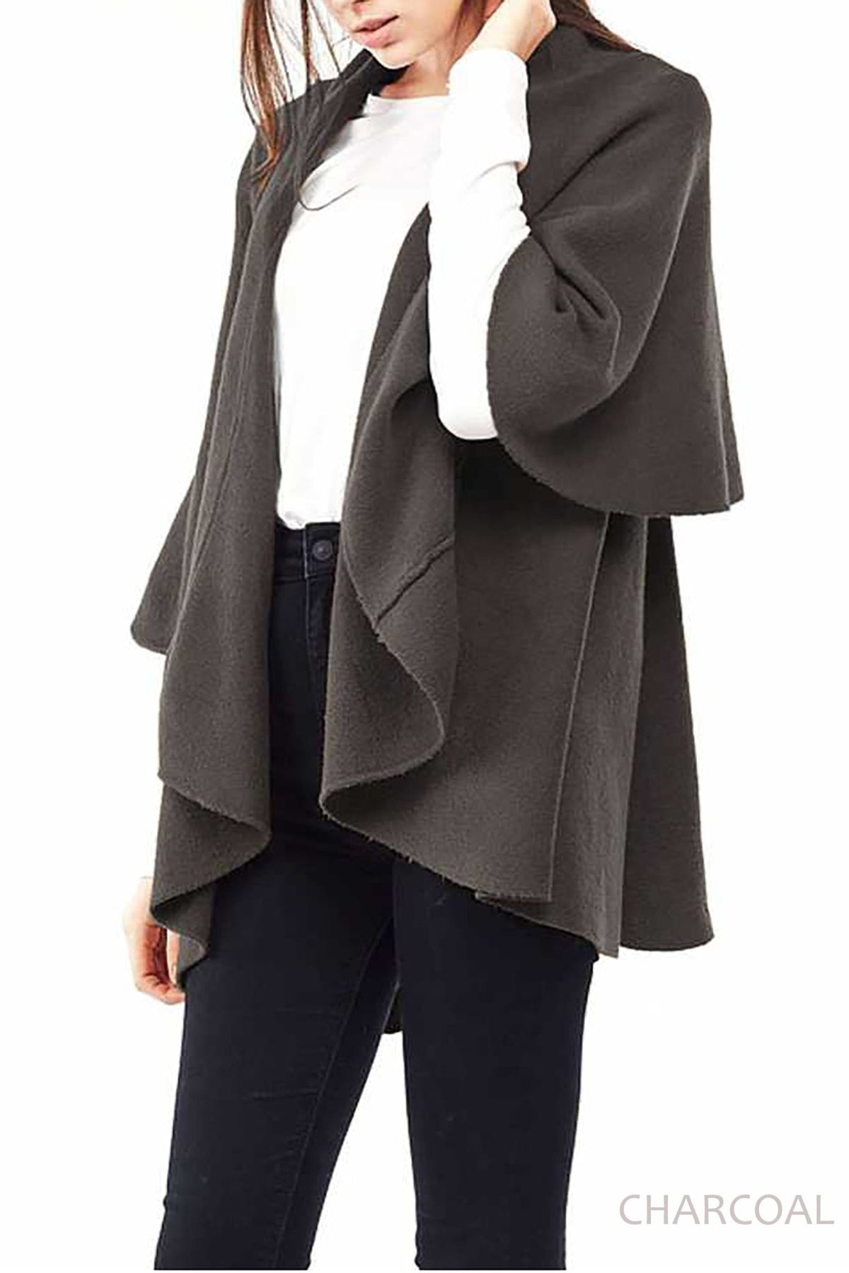 Charcoal women's everyday and winter shawl vest.