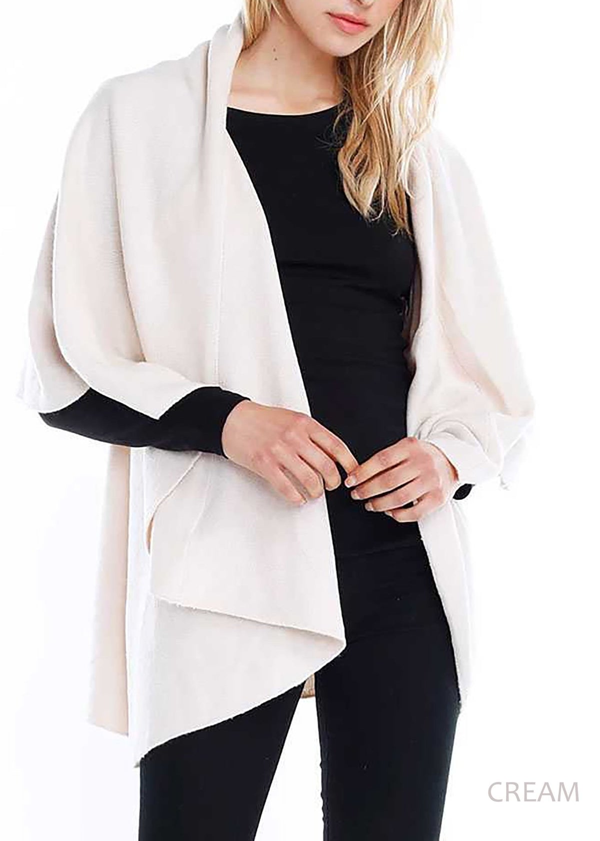 Cream women's everyday and winter shawl vest.
