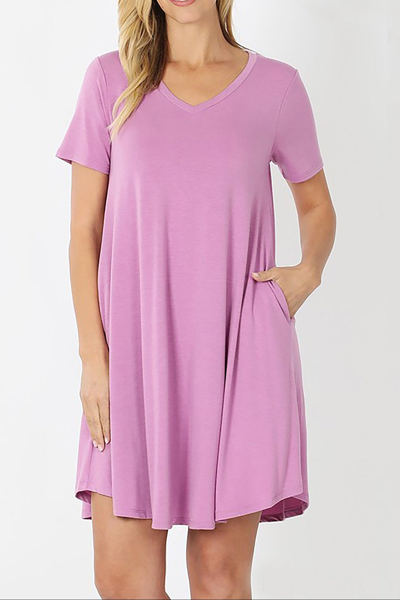 Mauve everyday women's T-shirt dress.