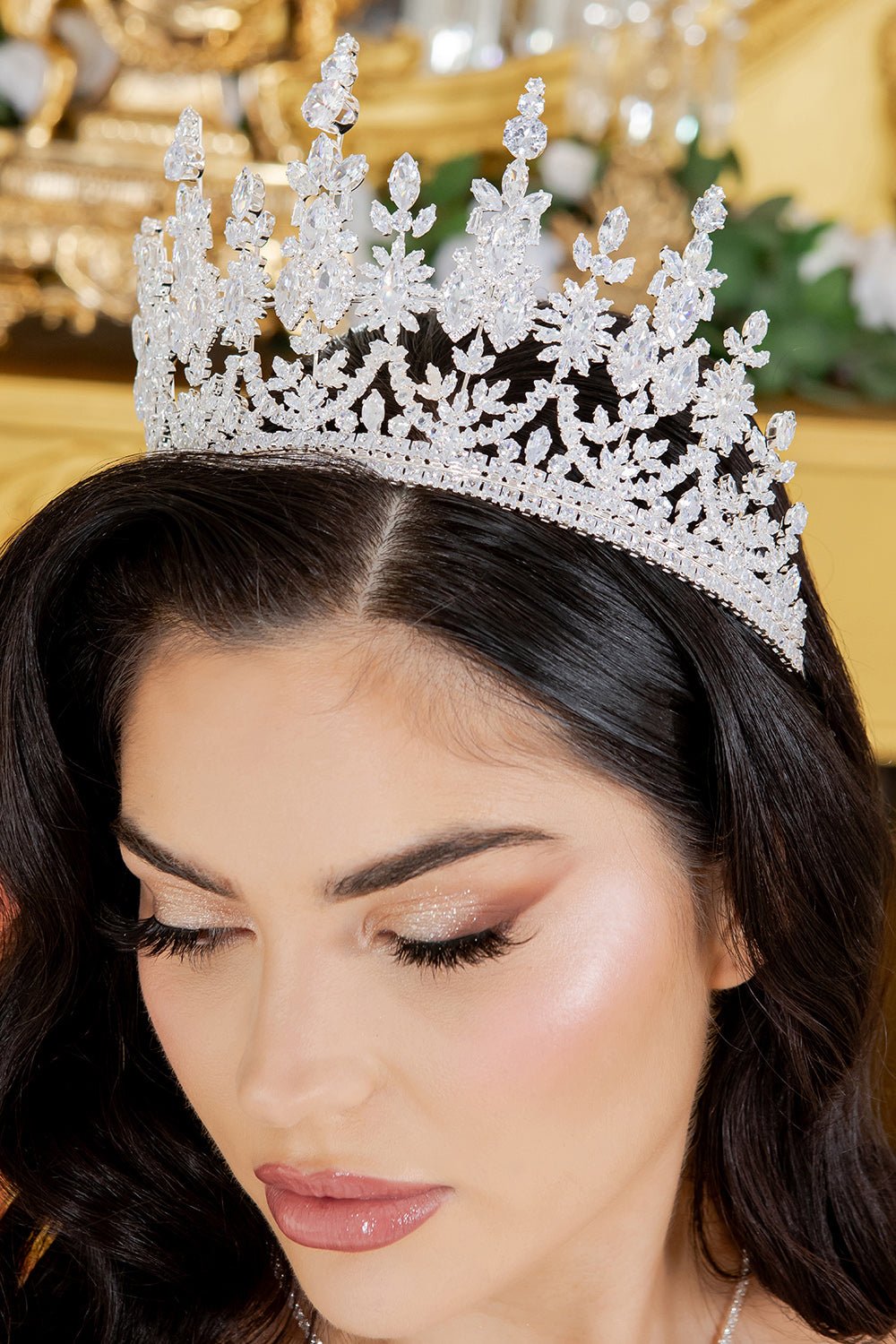 Silver floral quinceañera tiara.