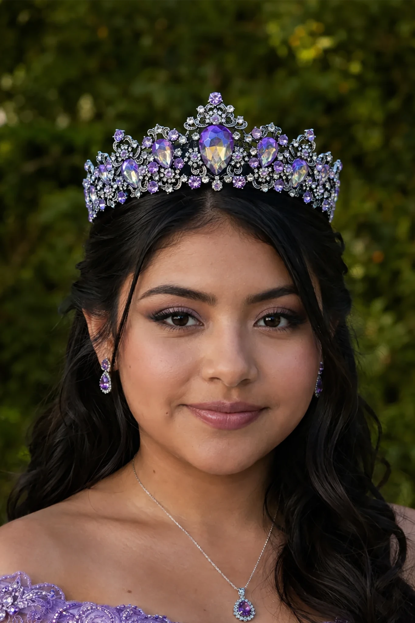 Lilac silver rhinestone quinceañera tiara.