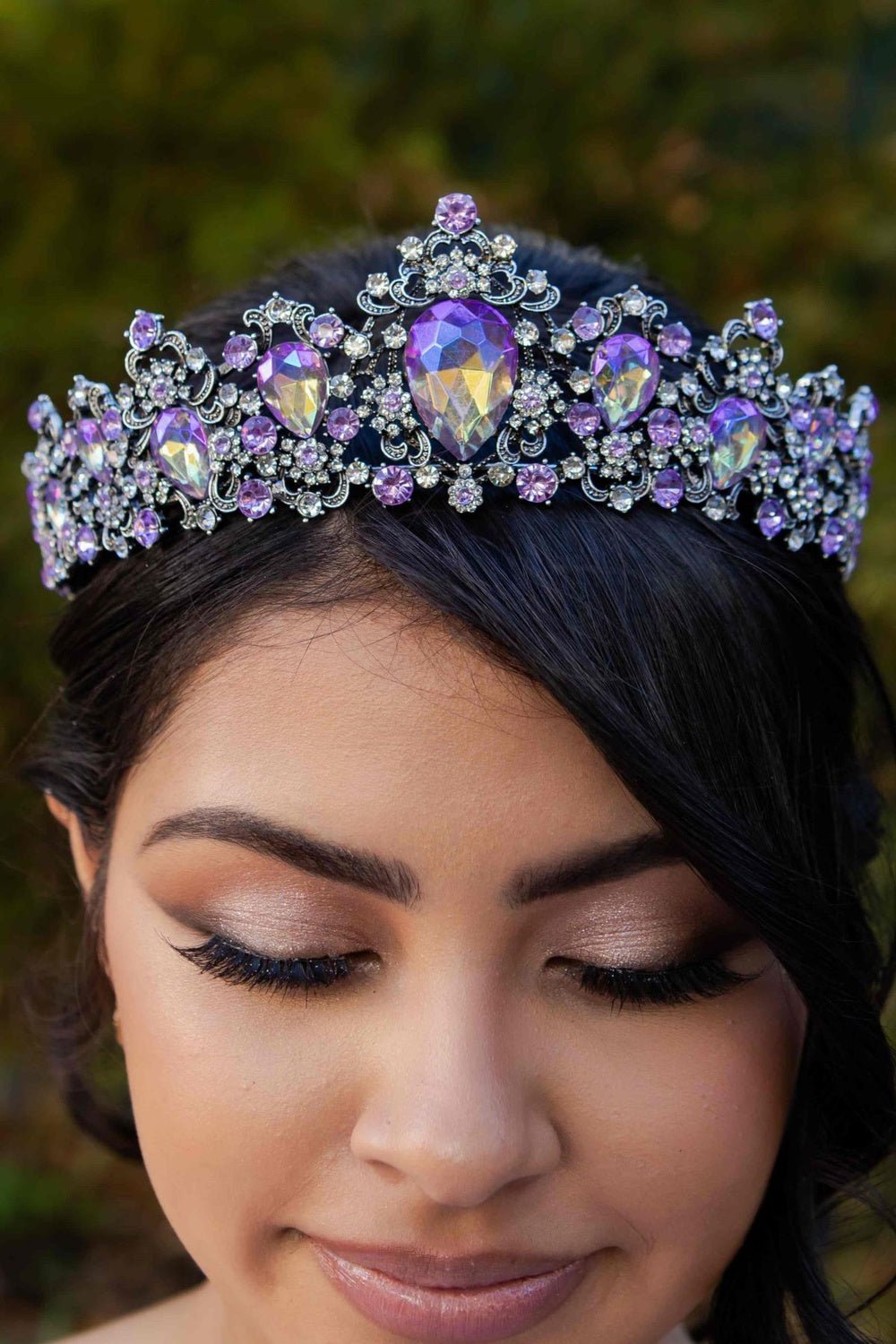 Lilac silver rhinestone quinceañera tiara.
