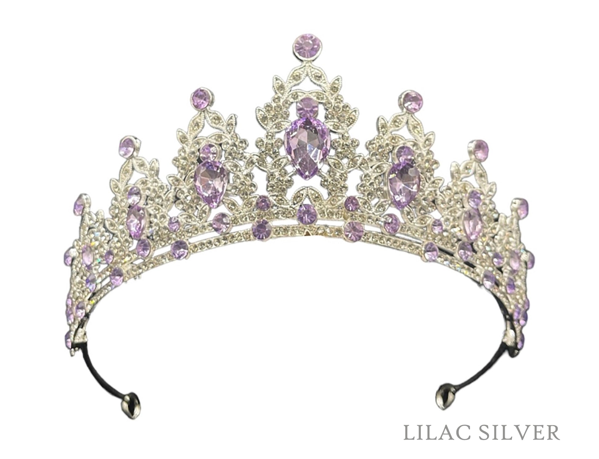 kids silver crown with lilac color jewels