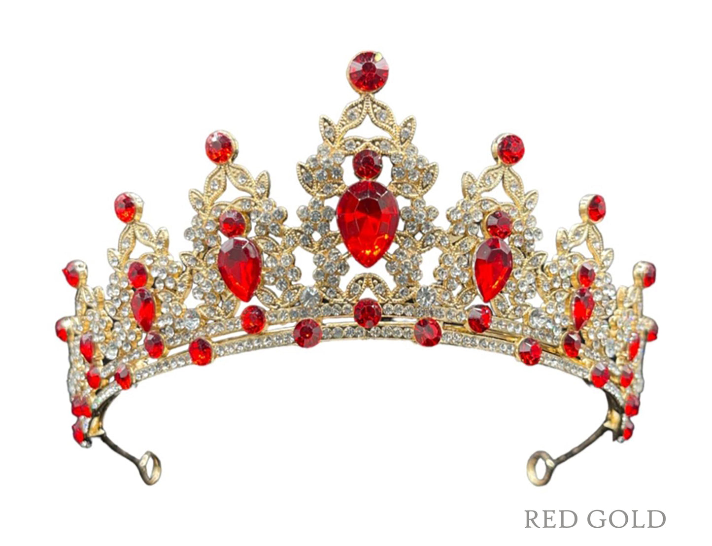 kids gold tiarawith red color jewels