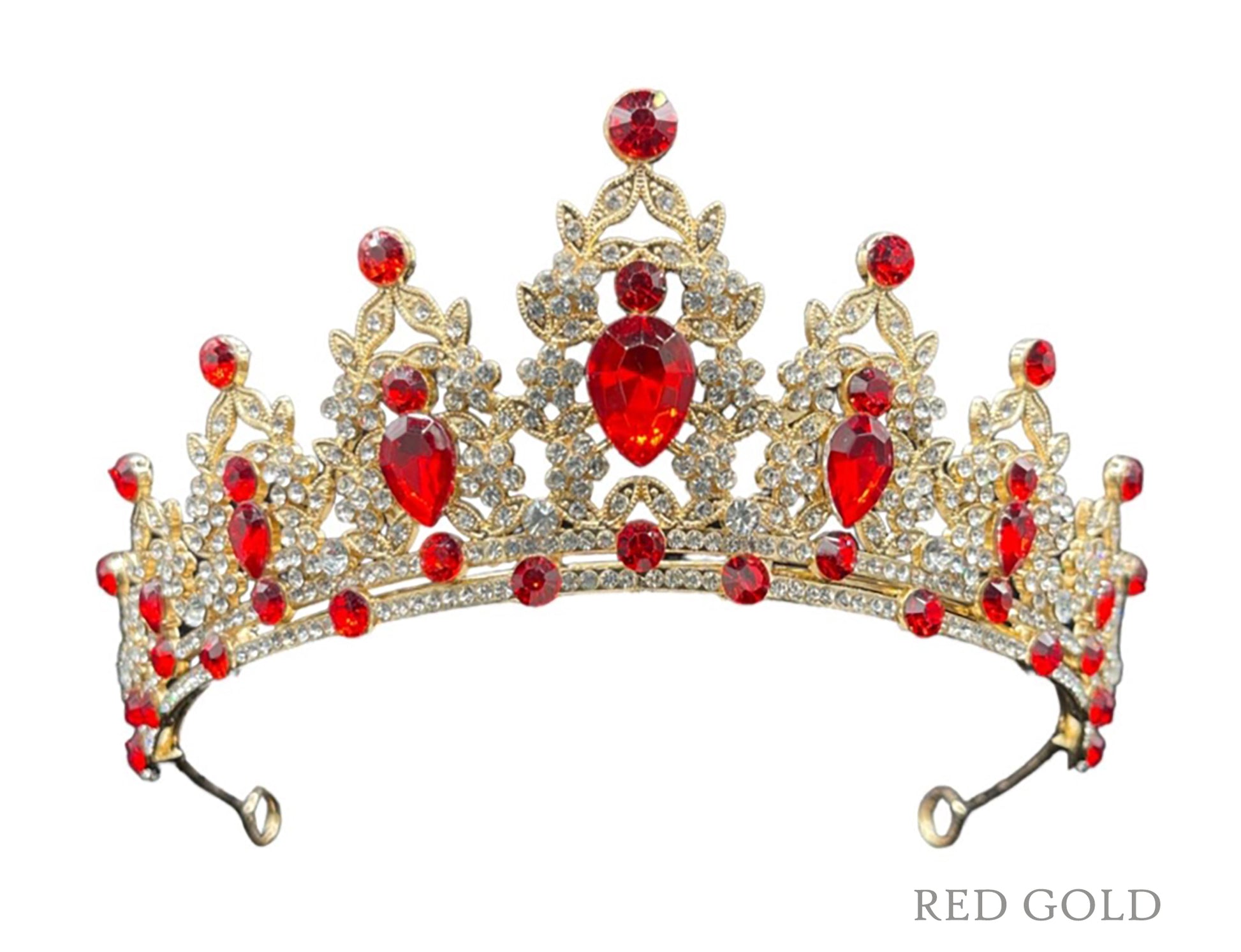 kids gold tiarawith red color jewels