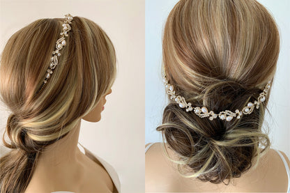 Bridal Crystal and Pearl HeadbandBridal Crystal and Pearl Headband WITH HAIR