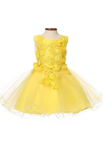 Yellow dress with floral details on a white background